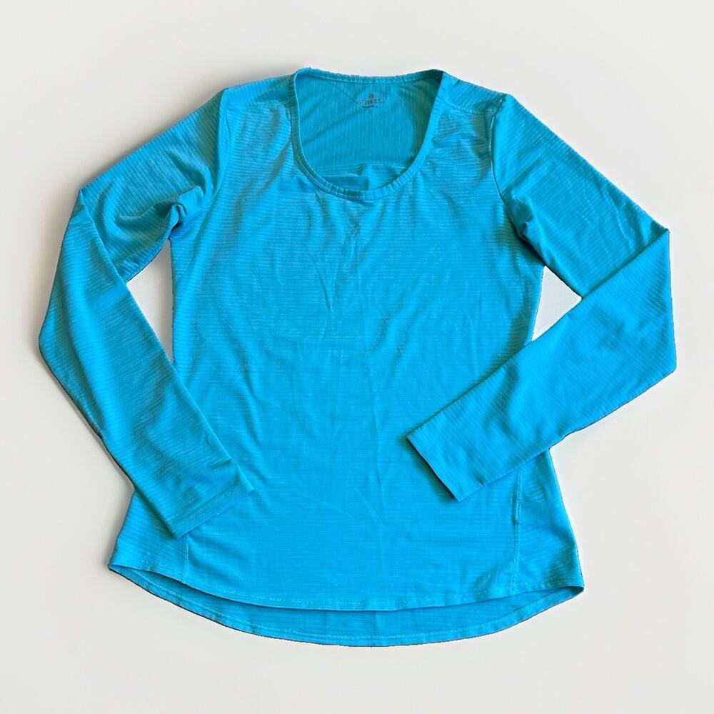 Athleta Chi Long Sleeve Mint Green Stripe S Small Top UPF Sun Protection Shirt